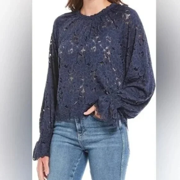 NWT Free People Olivia Lace Tee - Picture 2 of 5
